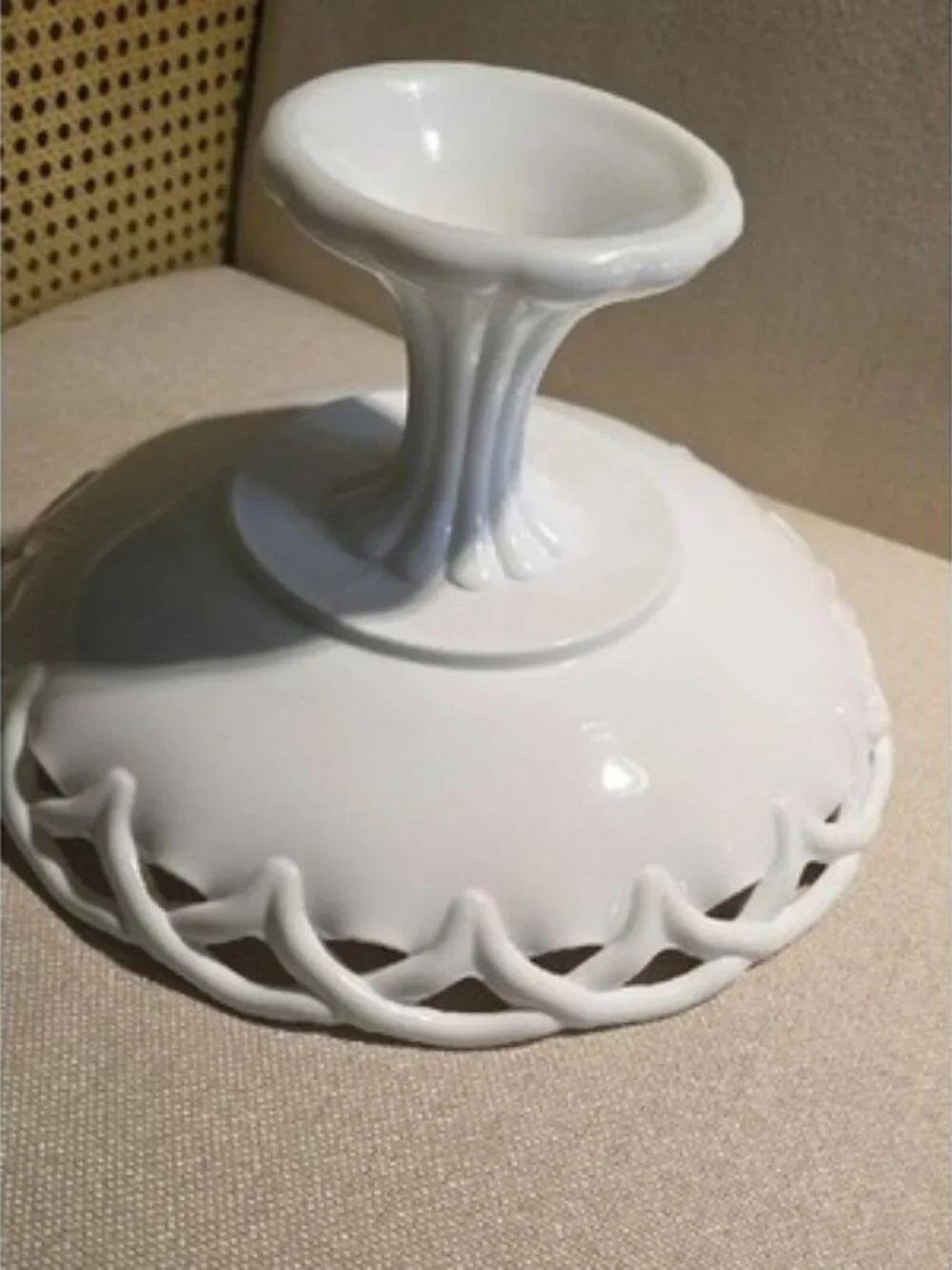 Vintage Pitman Dreitzer Milk Glass Old Colony Pedestal Bowl – Lacy Edge 1960s